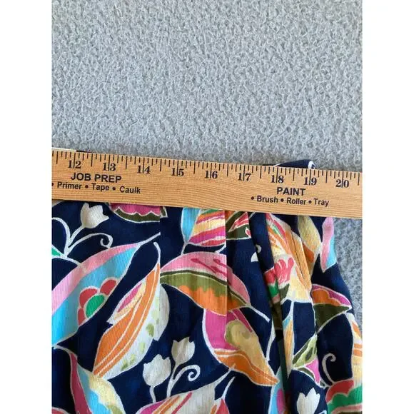 Talbots Knee Length Skirt 22W Corduroy Floral Pleated Wrap Retro Blue Orange 22 - Picture 9 of 12
